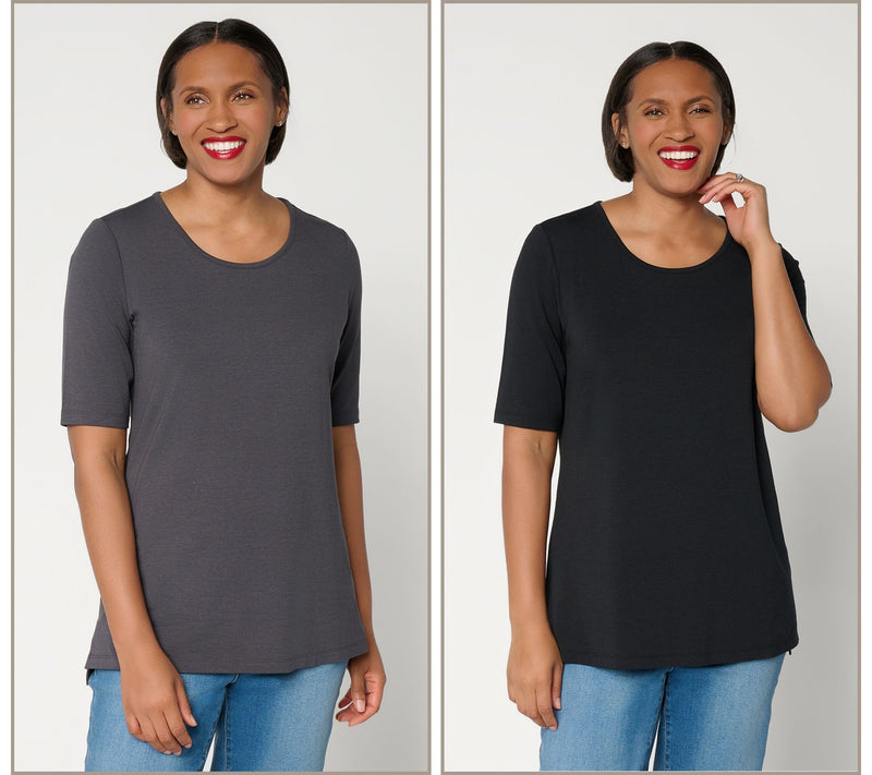 Denim & Co. Essentials Regular So Soft Jersey 2-Pack Tunics — View 11