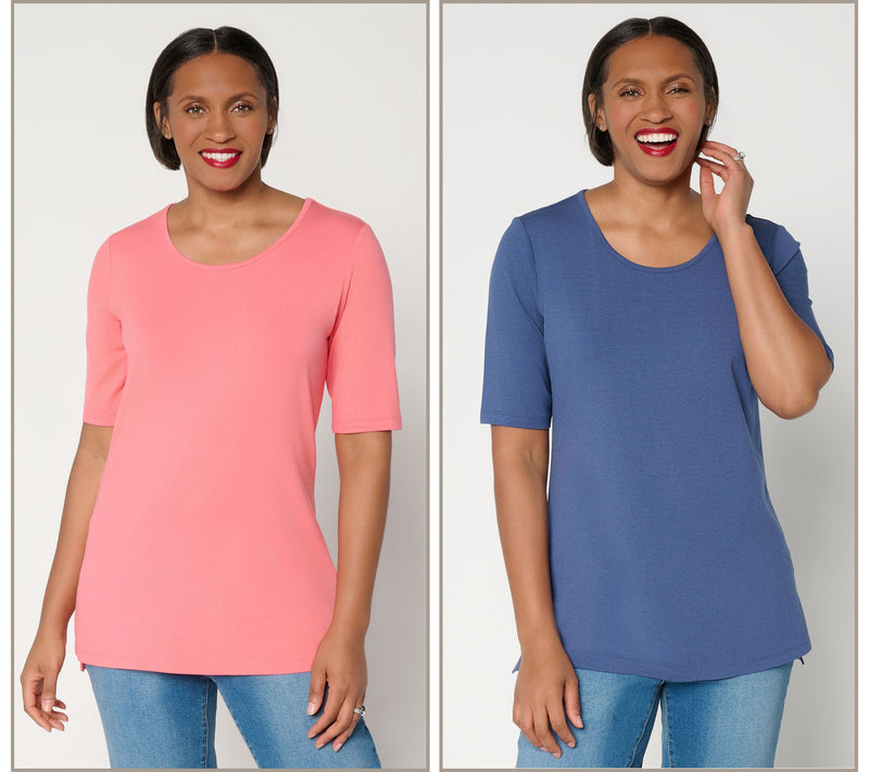 Denim & Co. Essentials Regular So Soft Jersey 2-Pack Tunics — View 12