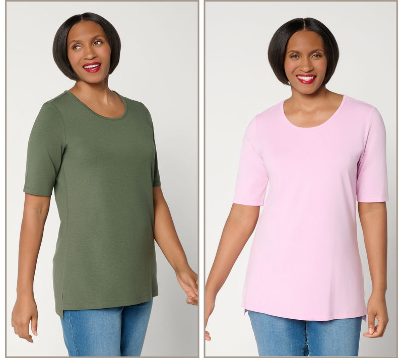 Denim & Co. Essentials Regular So Soft Jersey 2-Pack Tunics — View 14