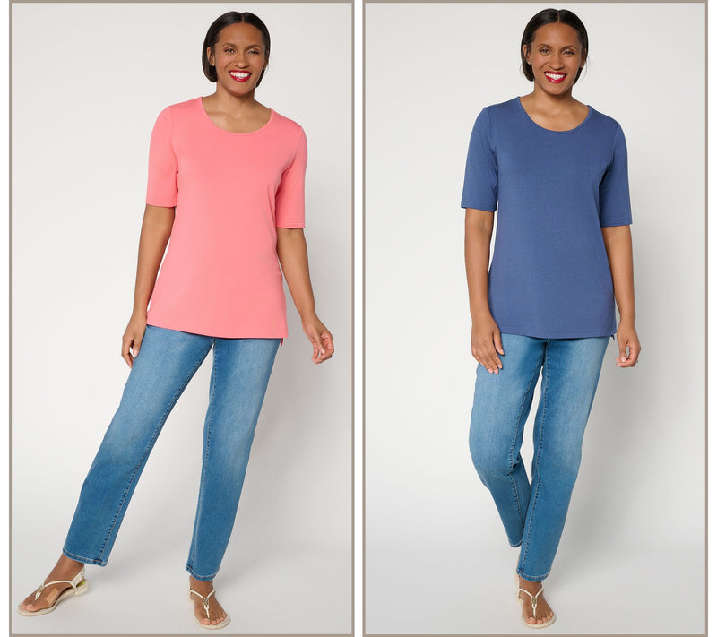 Denim & Co. Essentials Petite So Soft Jersey 2-Pack Tunics — View 5
