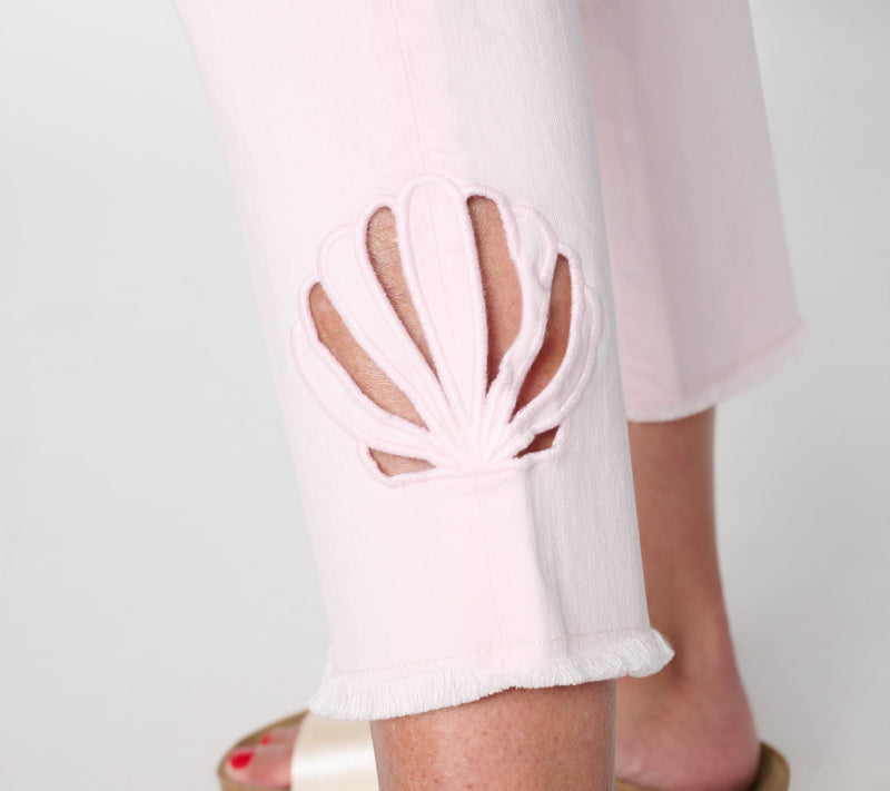 Belle by Kim Gravel Regular TripleLuxe Twill Seashell Cropped Jean — View 8