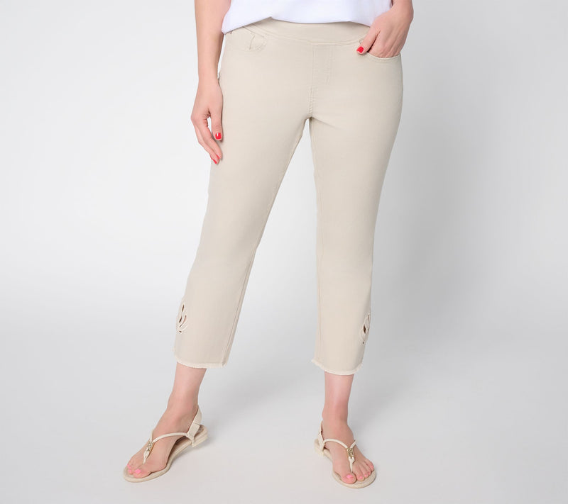 Belle by Kim Gravel Regular TripleLuxe Twill Seashell Cropped Jean — View 2