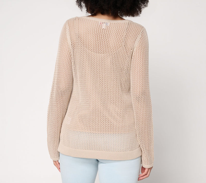 Liberty Belles by Kim Gravel American Pie Open Stitch V Neck Sweater — View 4