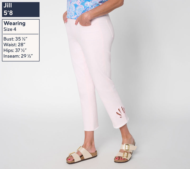 Belle by Kim Gravel Petite TripleLuxe Twill Seashell Cropped Jean — View 5