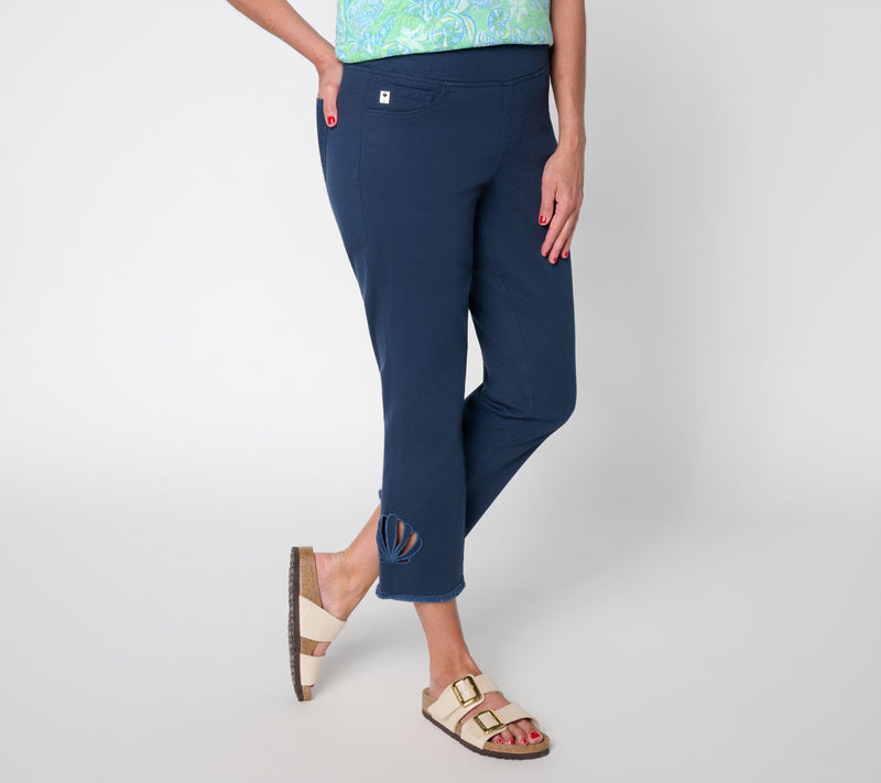 Belle by Kim Gravel Petite TripleLuxe Twill Seashell Cropped Jean — View 16