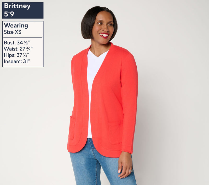 Denim & Co. Essentials So Soft Jersey Open Front Cardigan — View 3
