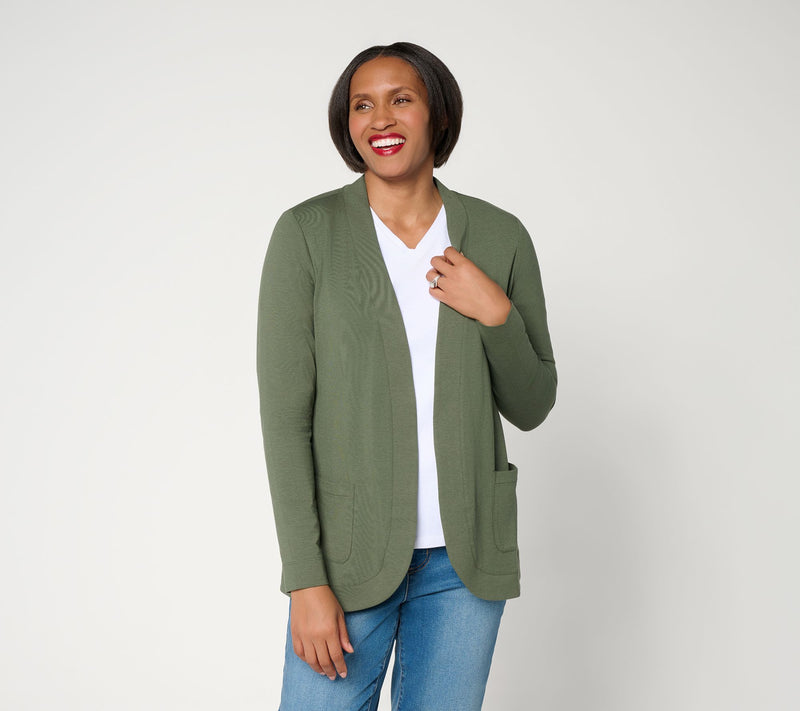 Denim & Co. Essentials So Soft Jersey Open Front Cardigan — View 13