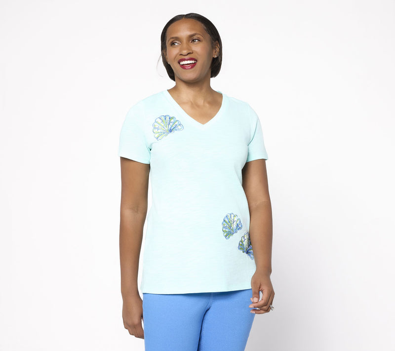 Belle Beach by Kim Gravel Shell Chic Embroidered Top — View 13