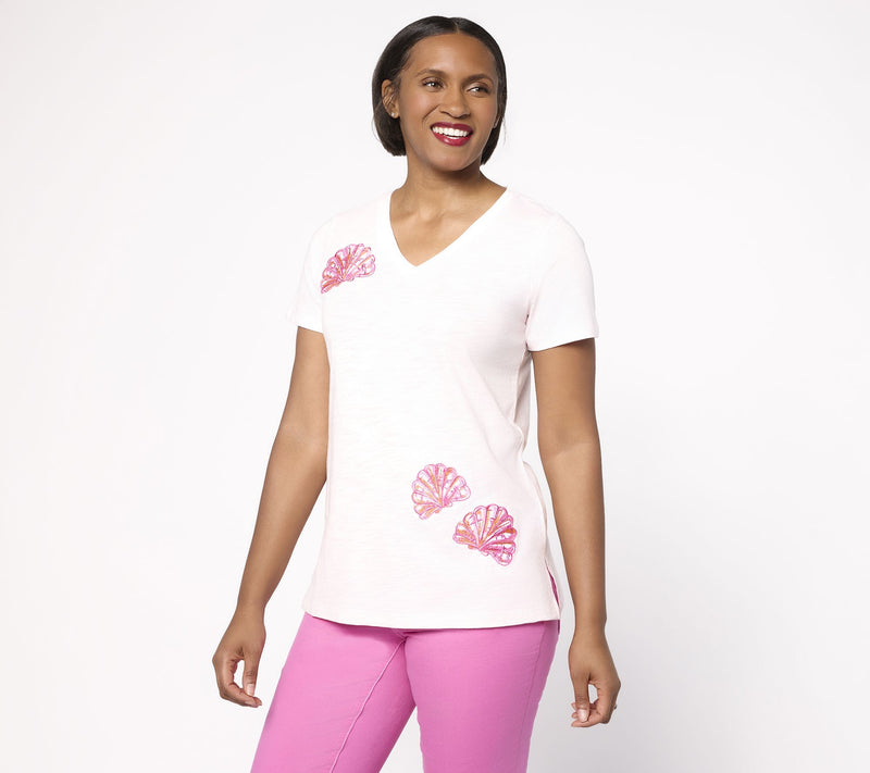 Belle Beach by Kim Gravel Shell Chic Embroidered Top — View 14