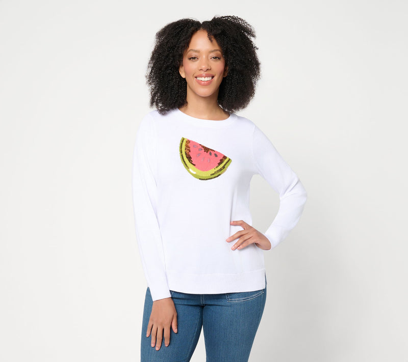 Belle Beach by Kim Gravel Boardwalk Prep Sequin Trim Sweater — View 11