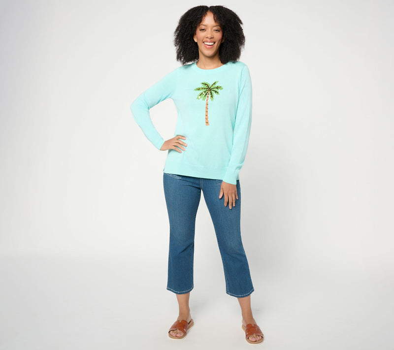 Belle Beach by Kim Gravel Boardwalk Prep Sequin Trim Sweater — View 5