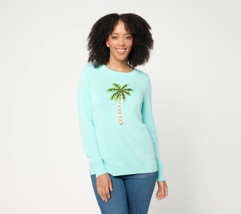 Belle Beach by Kim Gravel Boardwalk Prep Sequin Trim Sweater — View 12