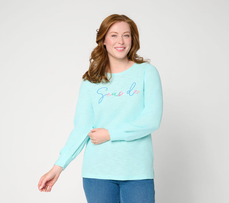 Belle Beach by Kim Gravel Sweatshirt Slub Coastal Crush Top — Main view
