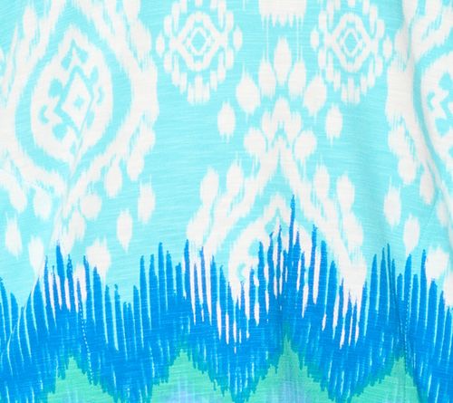 Belle Beach by Kim Gravel Slub Knit Ocean Ikat Border Print Hoodie — Main view