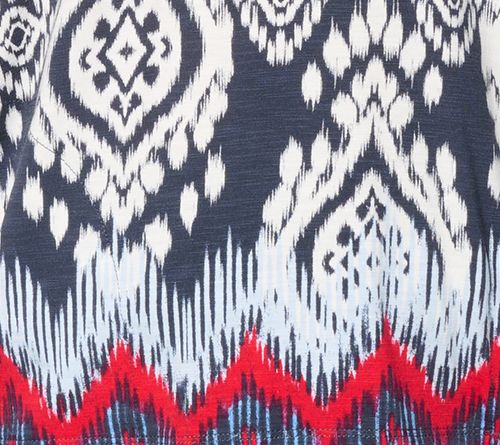 Belle Beach by Kim Gravel Slub Knit Ocean Ikat Border Print Hoodie — View 3