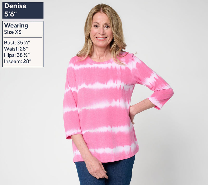 Denim & Co. Regular Soft Blend Tie Dye Stripe Printed Top — View 15
