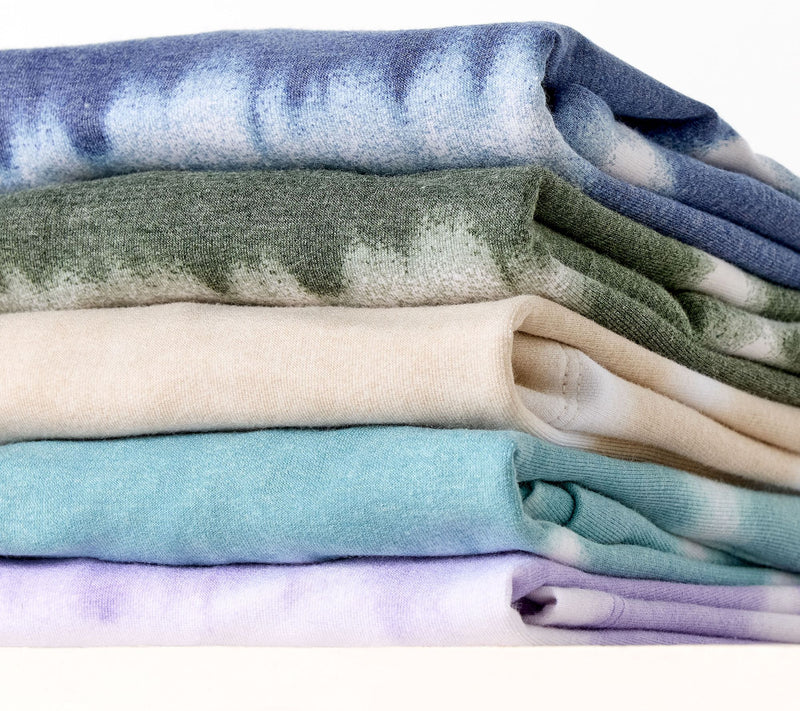Denim & Co. Petite Soft Blend Tie Dye Stripe Printed Top — View 19
