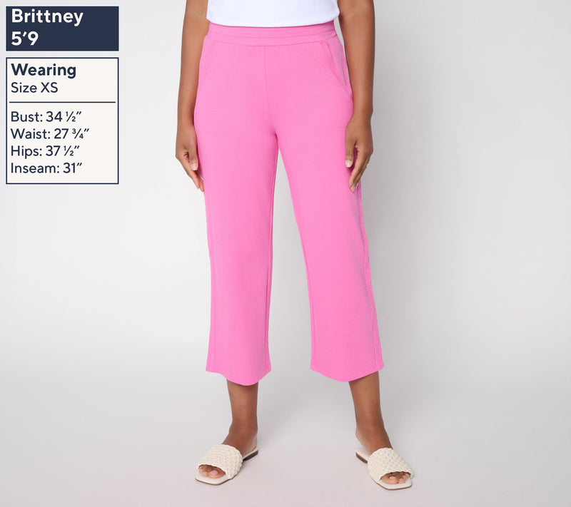 Belle Beach by Kim Gravel Petite Gauze Inset French Terry Crop Pant — View 2