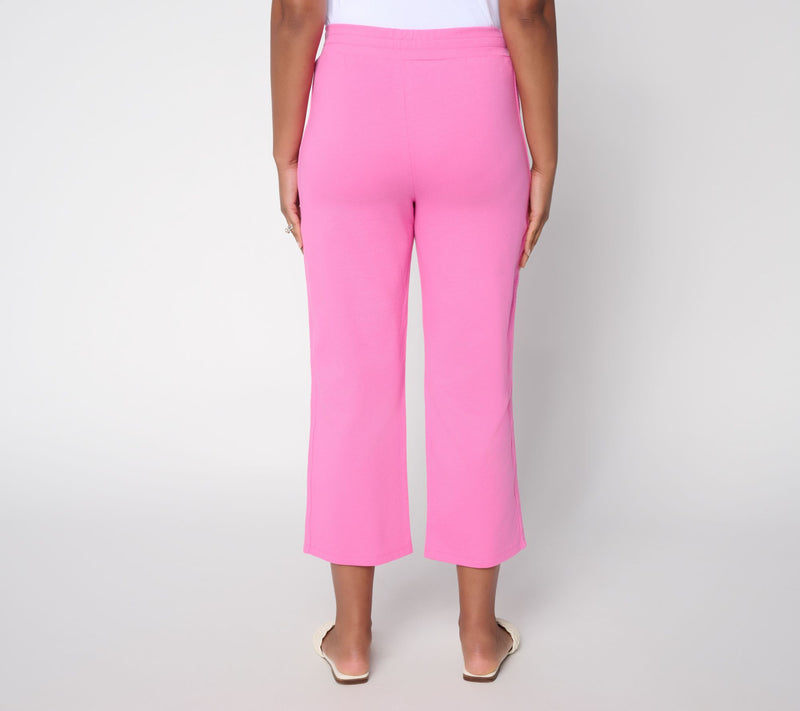 Belle Beach by Kim Gravel Petite Gauze Inset French Terry Crop Pant — View 3