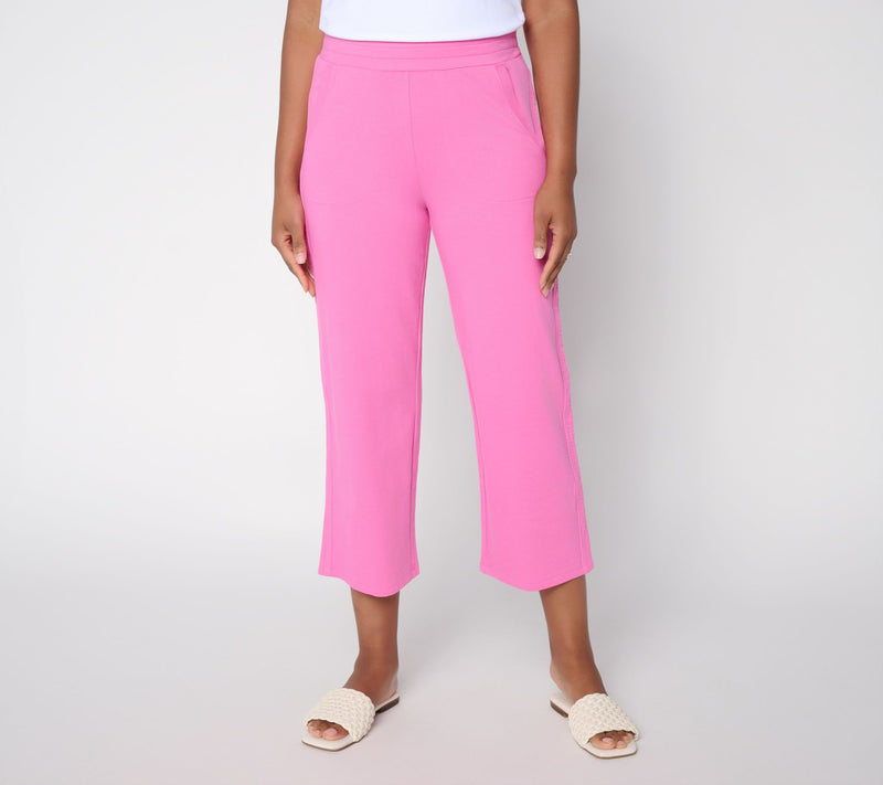 Belle Beach by Kim Gravel Petite Gauze Inset French Terry Crop Pant — Main view