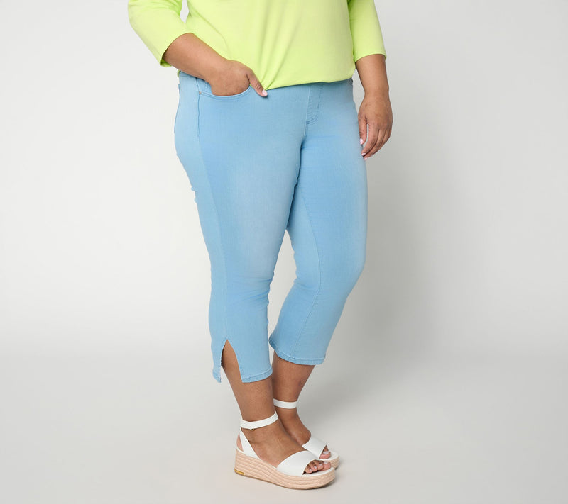 Belle by Kim Gravel Regular TripleLuxe Denim Vented Crop Jean — View 2