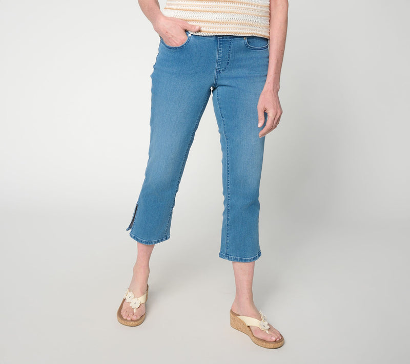 Belle by Kim Gravel Regular TripleLuxe Denim Vented Crop Jean — View 10