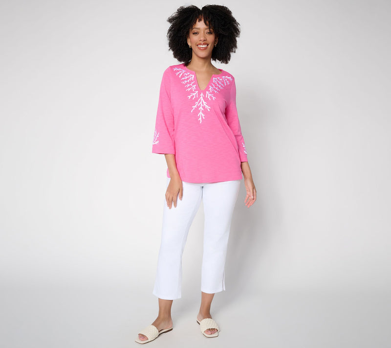 Belle by Kim Gravel Regular TripleLuxe Twill Vented Crop Jean — View 5