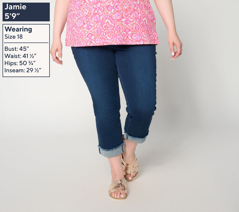 Belle by Kim Gravel Regular TripleLuxe Denim Cuffed Crop Jean — View 2