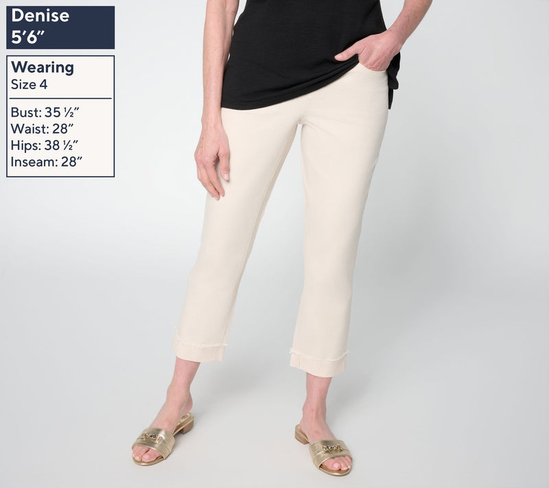 Belle by Kim Gravel Regular TripleLuxe Twill Cuffed Crop Jean — View 3