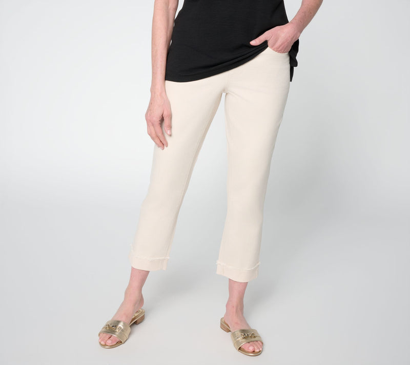 Belle by Kim Gravel Regular TripleLuxe Twill Cuffed Crop Jean — Main view