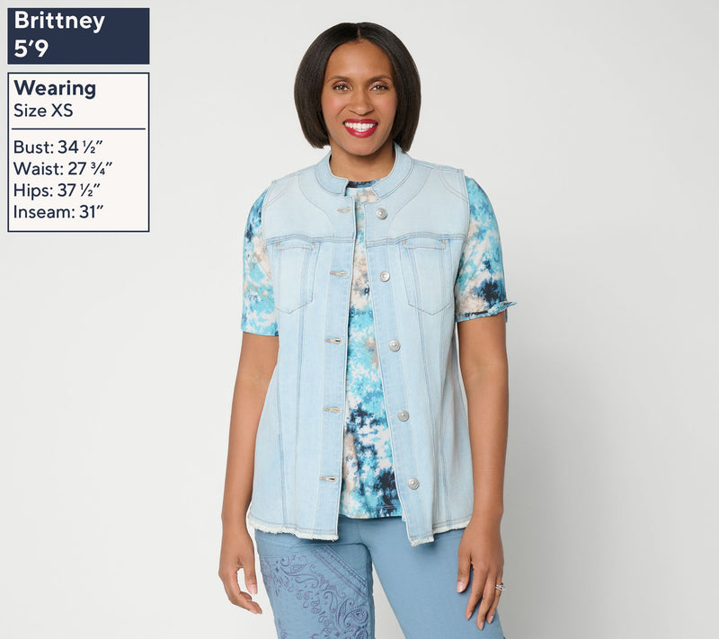 LOGO by Lori Goldstein Denim Vest with Cinched Back Details — View 3