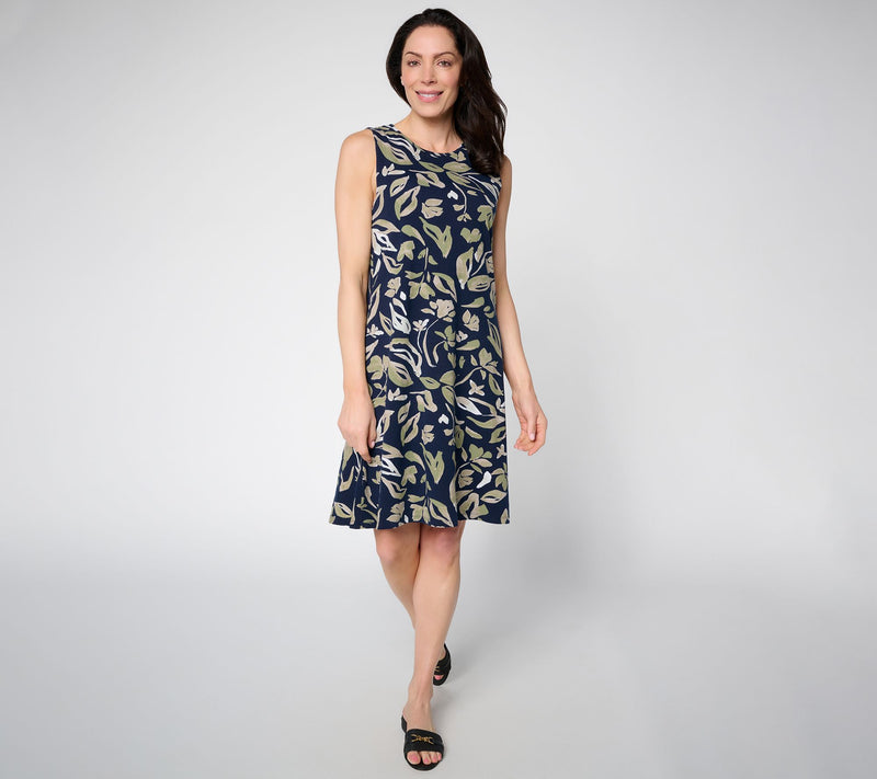 BEAUTIFUL by Lawrence Zarian Petite Printed Knee Length Knit Dress — Main view