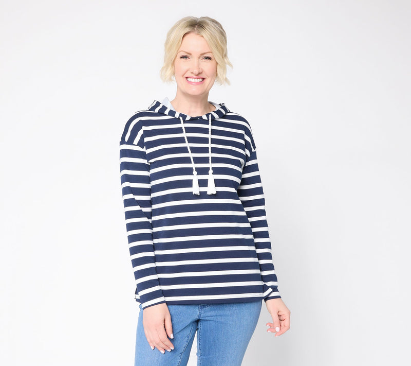 Liberty Belles by Kim Gravel French Terry Coastal Stripe Hoodie — View 10