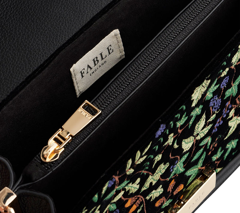 Fable England Cathy Black Embroidered Fold OverBag — View 6