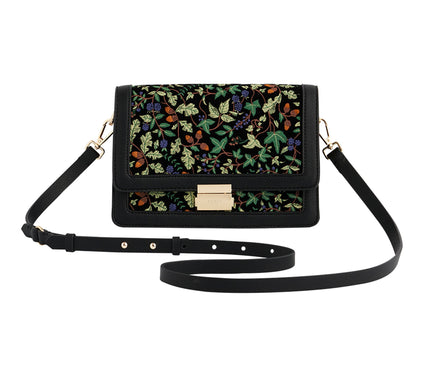 Fable England Cathy Black Embroidered Fold OverBag