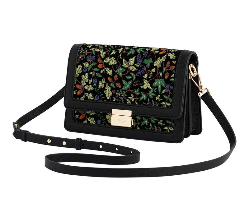 Fable England Cathy Black Embroidered Fold OverBag — View 2