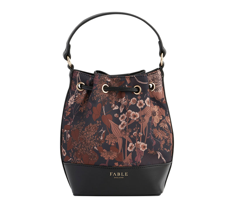 Fable England Deco Bloom Tan Bucket Bag with Shoulder Strap — View 4