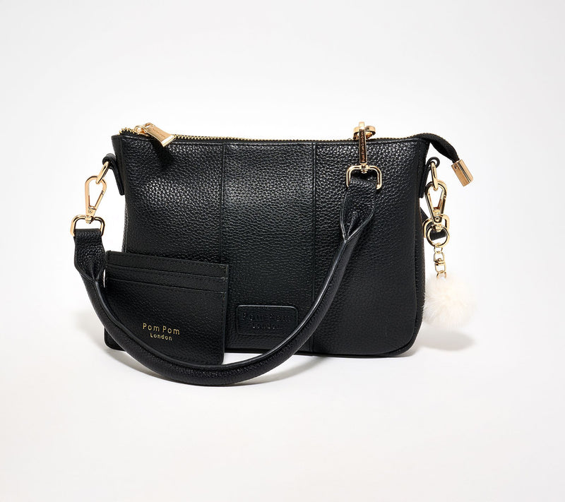 Pom Pom London Leather Crossbody with Shoulder Strap & Card Case — View 14