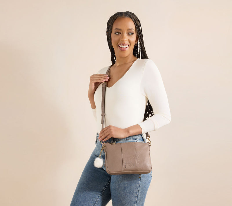 Pom Pom London Leather Crossbody with Shoulder Strap & Card Case — View 6