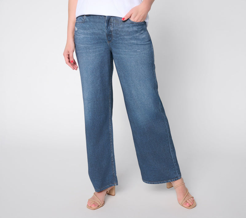 AnyBody Petite Denim Effect French Terry Sweatpant Jean — View 3