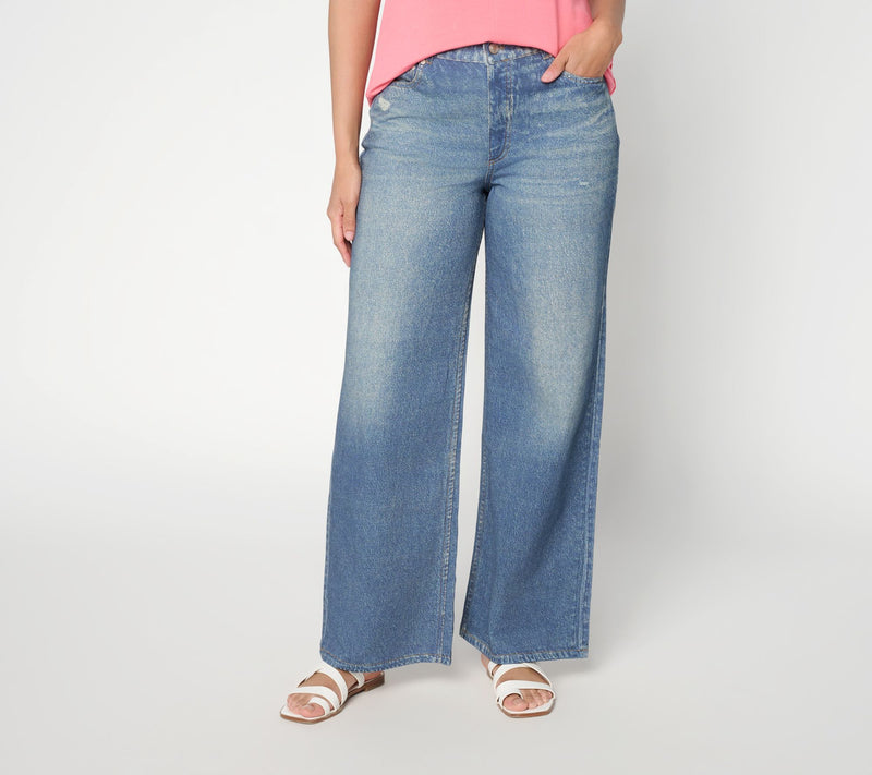 AnyBody Petite Denim Effect French Terry Sweatpant Jean — View 4