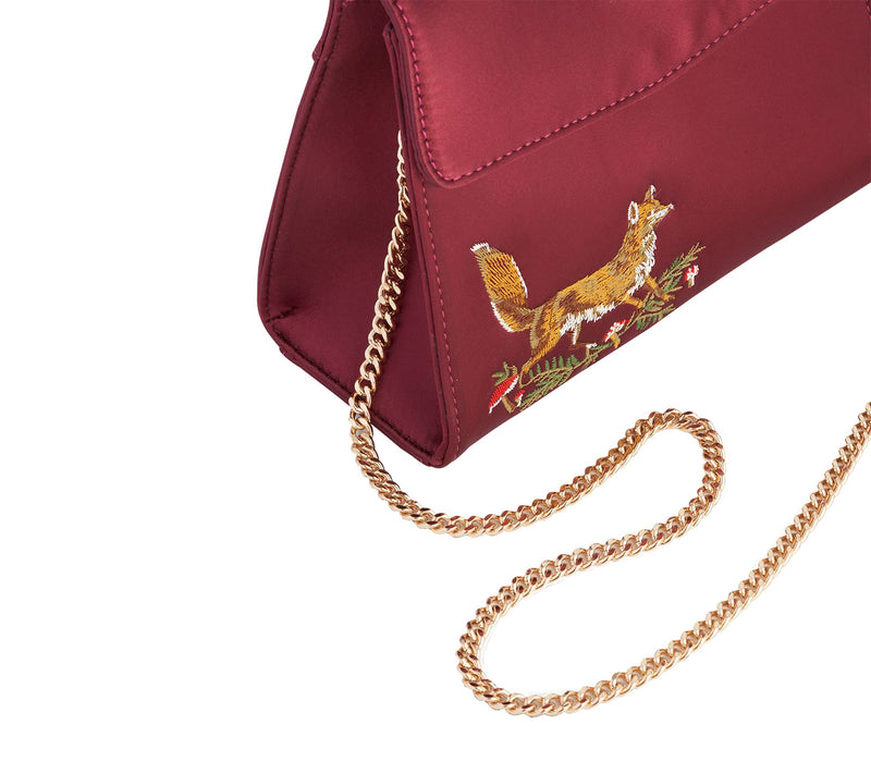 Fable England Fox Mushroom Embroidered Satin Tote — View 4