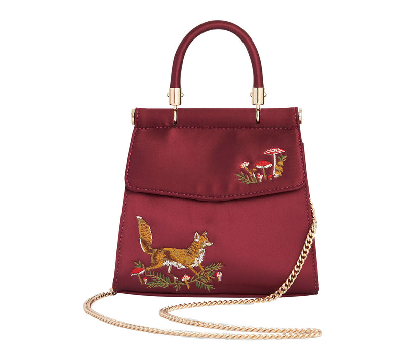 Fable England Fox Mushroom Embroidered Satin Tote — View 5