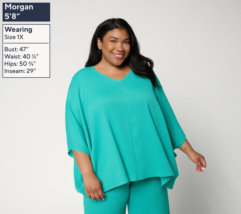Brandis Dress Out Loud Caribbean Crinkle V-Neck Top — View 2