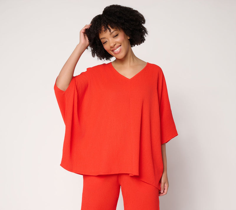 Brandis Dress Out Loud Caribbean Crinkle V-Neck Top — View 12