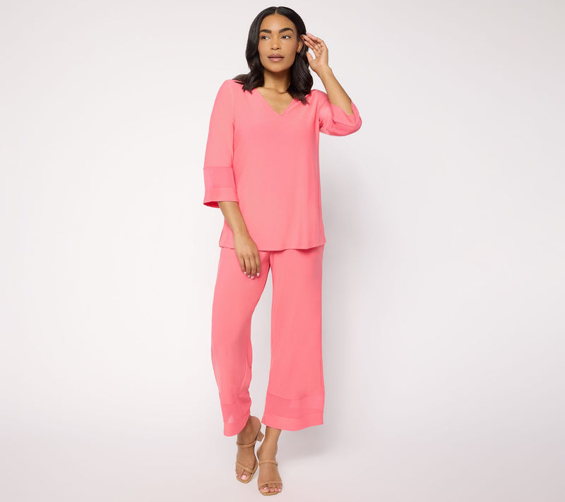 Brandis Dress Out Loud Discovery Knit Bestie Sheer Trim V-Neck Top — View 5