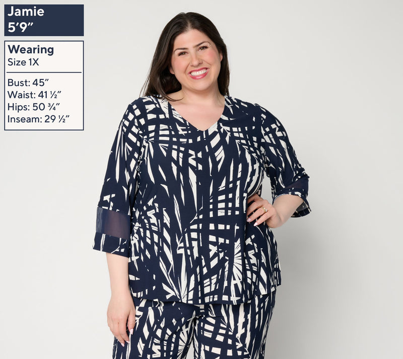 Brandis Dress Out Loud Discovery Knit Bestie Sheer Trim V-Neck Top — View 2