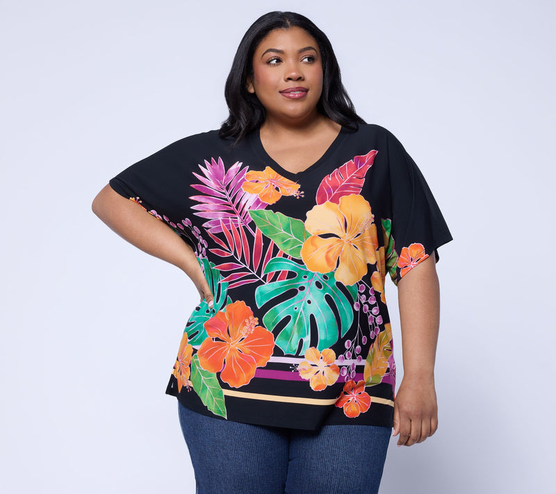 Brandis Dress Out Loud Discovery Knit Miami Palm Caftan Top — View 4
