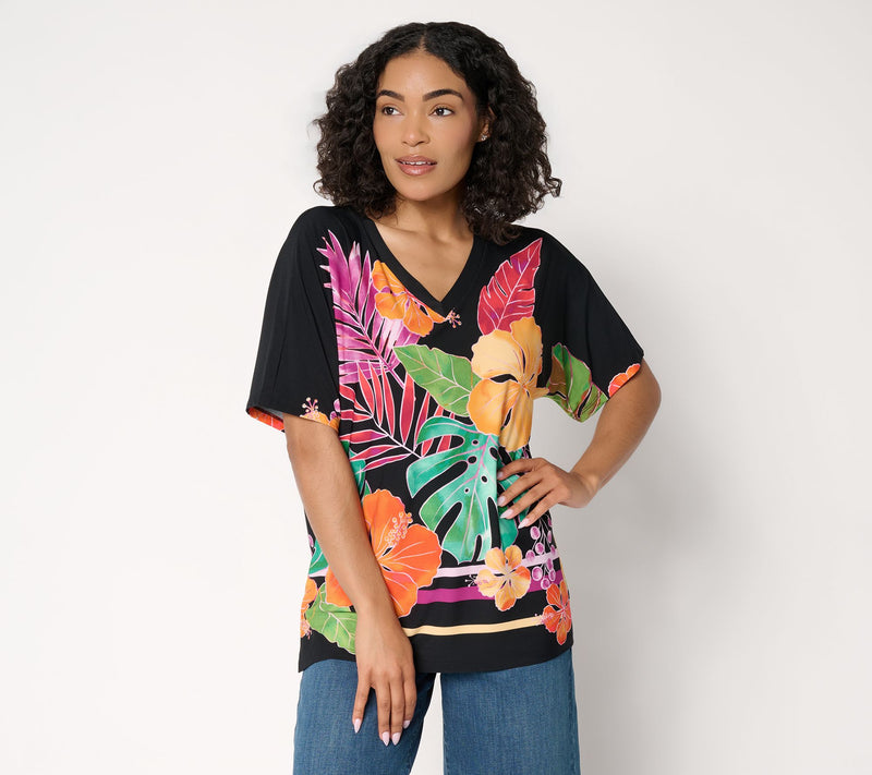 Brandis Dress Out Loud Discovery Knit Miami Palm Caftan Top — View 3