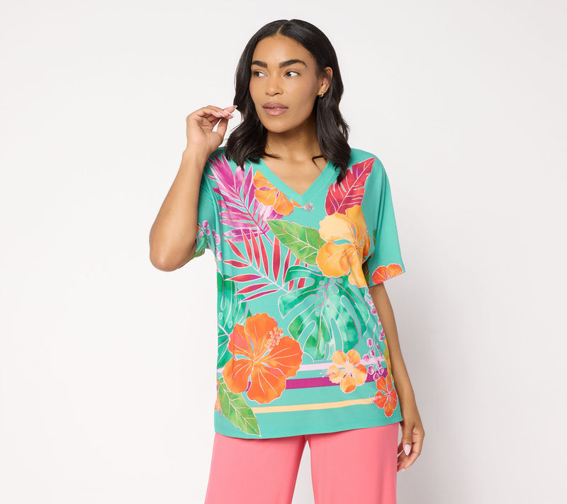 Brandis Dress Out Loud Discovery Knit Miami Palm Caftan Top — Main view